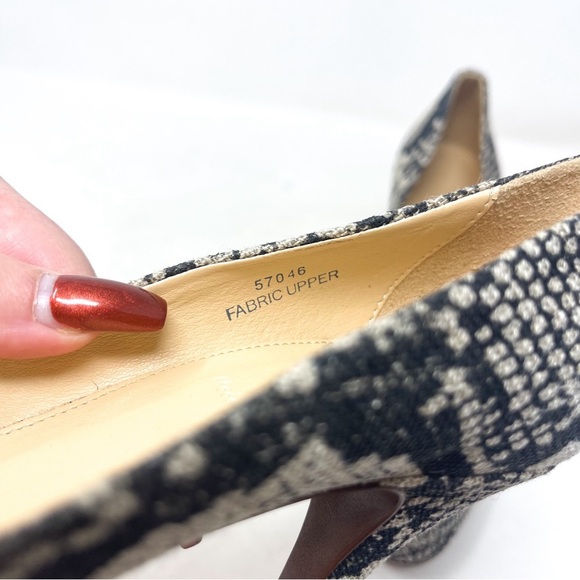 J. Crew Mona Snakeskin Linen Fabric Textile Round Toe Pumps Heels Womens Shoes 7 - Picture 5 of 8